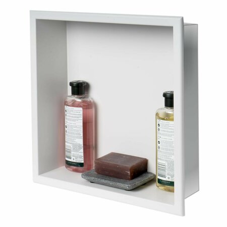 ALFI BRAND 16 x 16 in. Stainless Steel Square Single Shelf Bath Shower Niche, White Matte AL13762